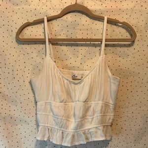 Hollister White Textured Ruffle Hem Cami